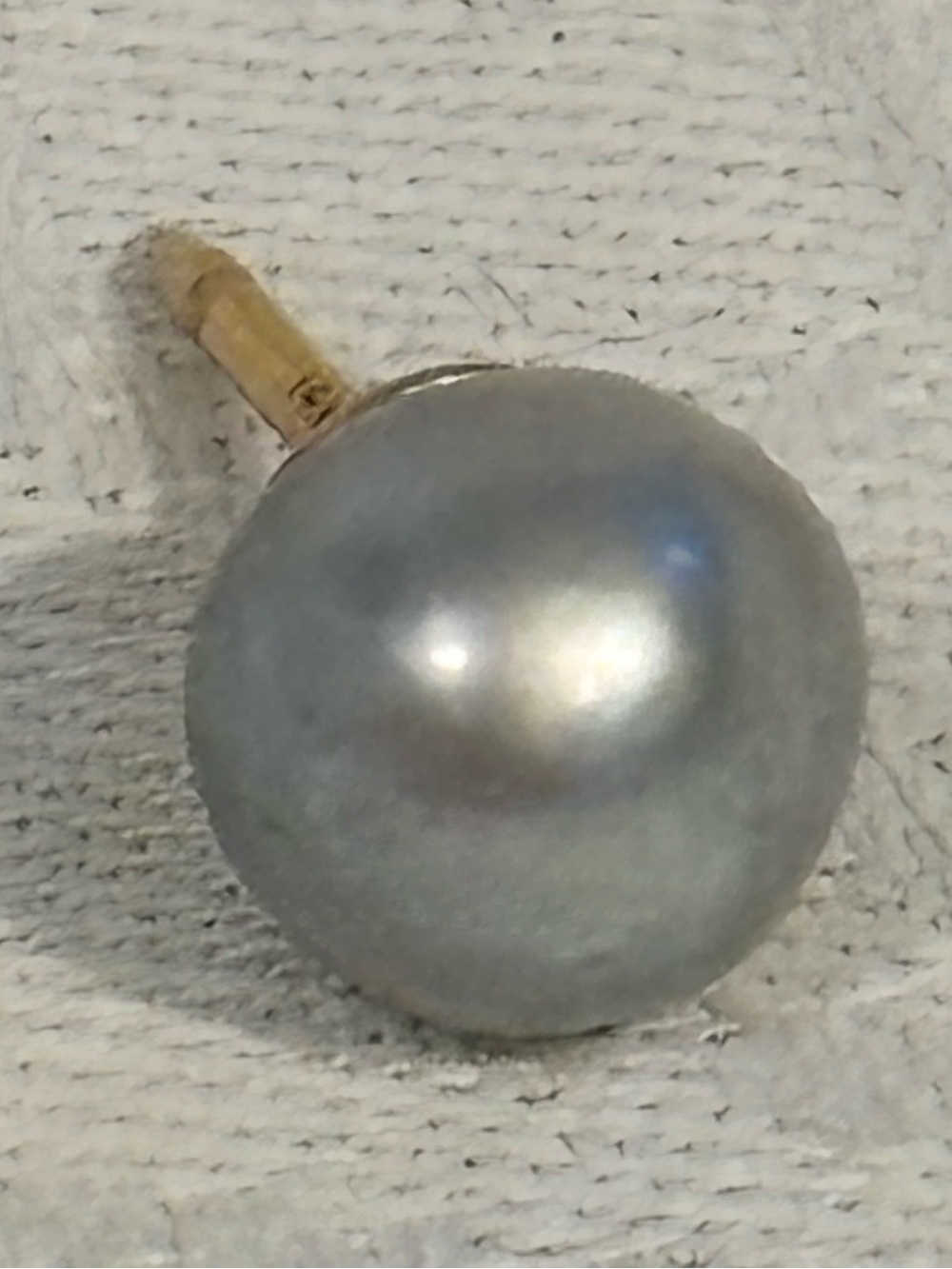 14K Yellow Gold Tahitian Gray Pearl Stud Earring 8mm Single Replacement